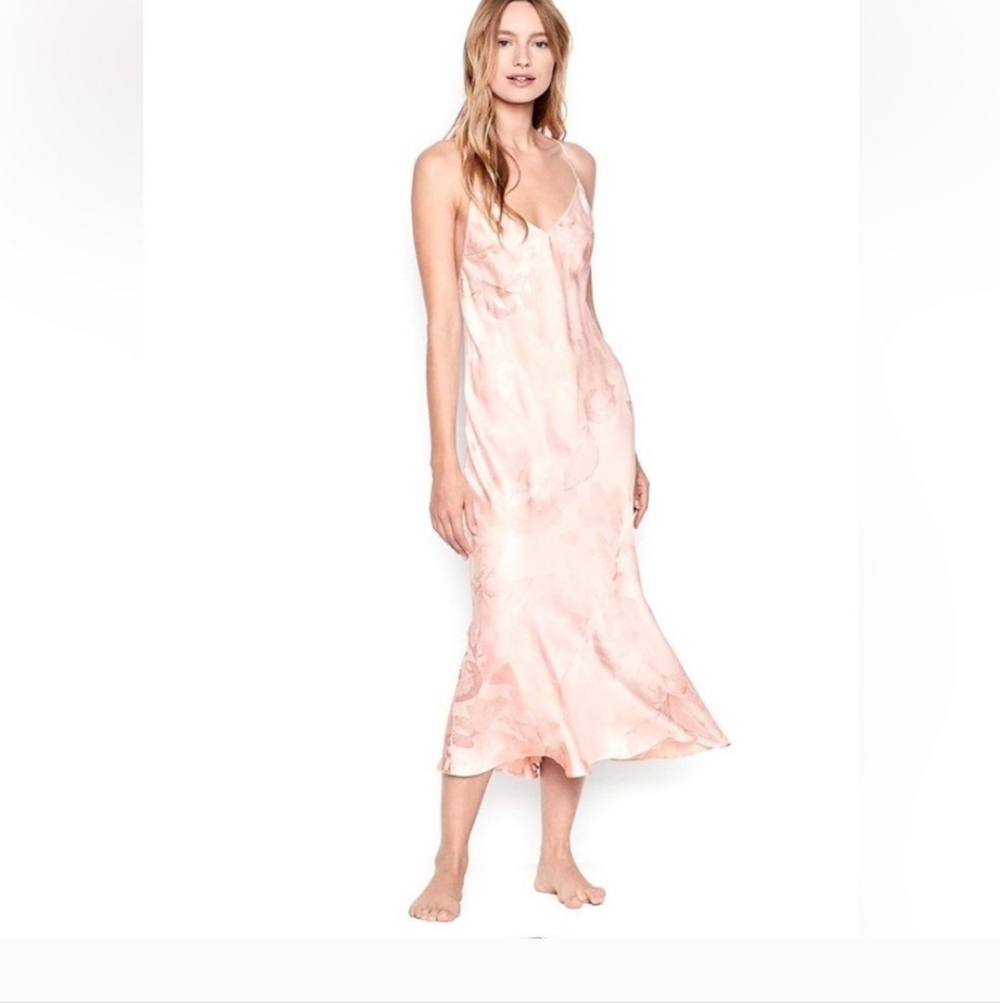 New‎ Victoria Secret Lingerie Floral Satin Asymmetrical Cross Back Slip Dress